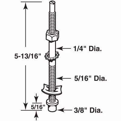 Bi-Fold Door Bottom Pivot Pin Assembly, 3/8 In. D Nylon Cap