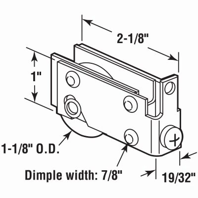 Door Roller Assembly, Viking Doors, 1-1/8 In. Steel Ball Bearing Roller