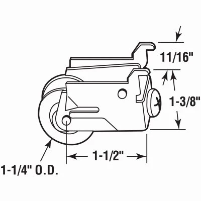 Nylon Ball Bearing Sliding Door Roller Assembly for Premiere Doors, 1-1/4 In.
