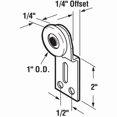 Wardrobe Door Front Roller Assembly, Convex Nylon Roller, 1 In., 2-Pk.