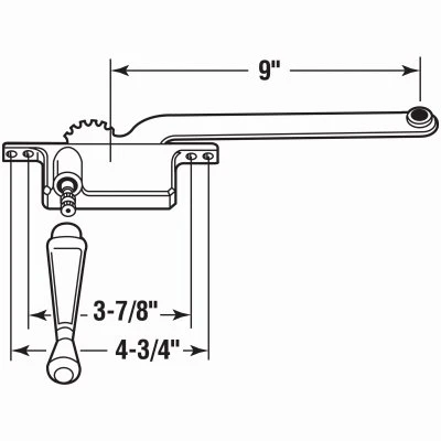 Left Hand Casement Window Operator, Square Type, Bronze Diecast, 9 Inch