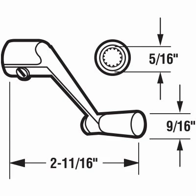 Casement Window Operator Crank Handle, Aluminum, 5/16 In.