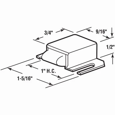Stainless Steel Shower Door Catch with Plastic Tip, 0.5 by 1.3125 Inches