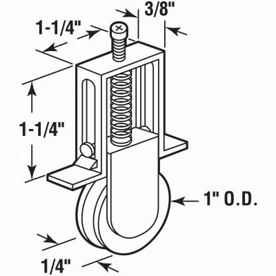 Steel Screen Door Tension Spring Steel Roller for Columbia Doors, 1 In., 2-Pk.