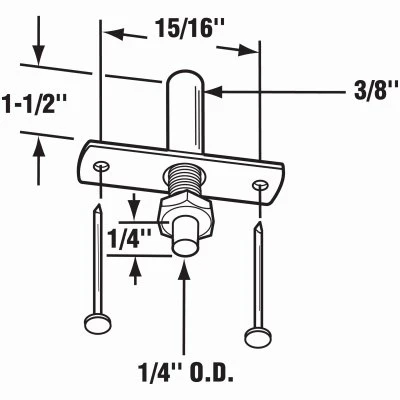 Bi-Fold Closet Door Bottom Mount Pivot, Nail Down Style, 1/4 In. Steel Pivot, 2-Pk.