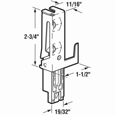 Panel Wardrobe Door Guide, Fits Acme, Stanley Doors, 1-1/2 In. Stamped Steel Housing, Nylon Guide-Insert, 2-Pk.