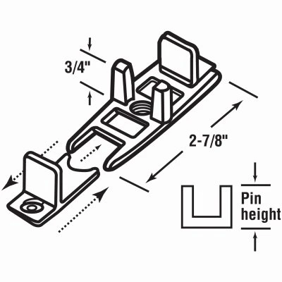 3-Pc. Bypass Sliding Closet Door Guide, 3/4 In. High, Adjustable Nylon, 2-Pk.