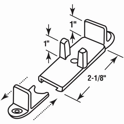 Bypass Sliding Door Guide, Adjustable, Dark Brown Plastic, 1 In. High, 2-Pk.