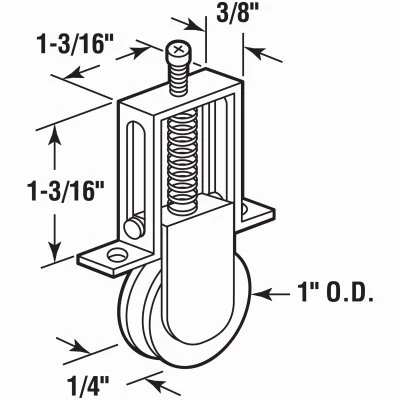 Nylon Spring-Loaded Sliding Screen Door Rollers, Fits Columbia Doors, 1 In.
