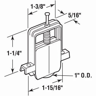 Nylon Sliding Screen Door Roller, 1 In., 2-Pk.