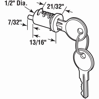 Sliding Diecast Door Cylinder Lock Wafer Type 1 Inch Diameter