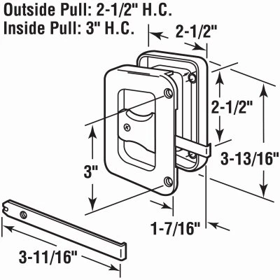 Black Plastic Screen Door Handle and Latch for Hat Section Style Doors