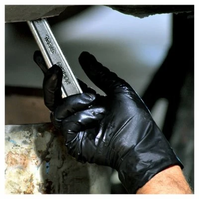 Nitrile Industrial Work Gloves, Powder-Free, Black, Small, 100-Ct.