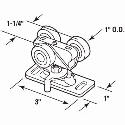 Bi-Fold Door Roller with 1 Inch Flat Nylon Wheel for Smooth Operation