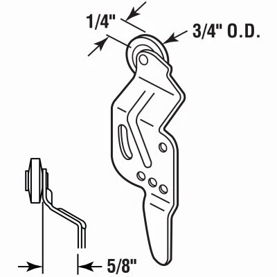 Wardrobe Door Roller, Back Panel, 1/4 In. Offset, 3/4 In. Nylon Roller, 2-Pk.