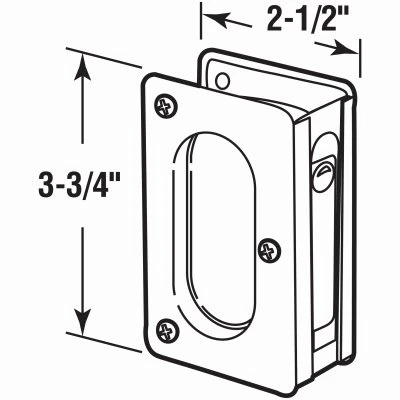 Pocket Door Passage Pull Handle, Polished Brass Finish, 3 and 3 Quarter Inches