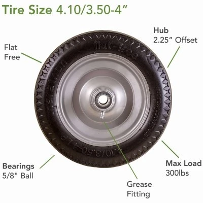 Flat-Free Hand Truck Tire, 10-In. Diameter