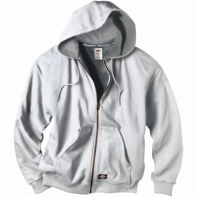 Men's Xl Hooded Thermal Fleece Jacket In Gray - Durable And Comfortable Workwear
