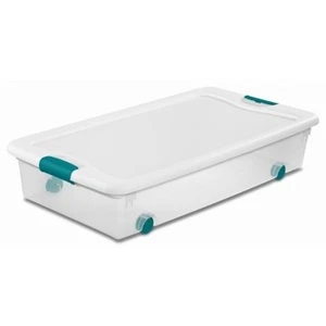 Latching Storage Box, Wheeled, 56-Qt.