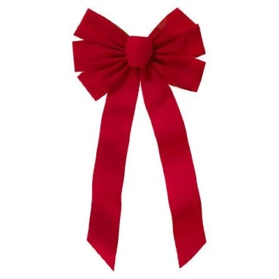 Holiday Trims 7-Loop 10 In. W. x 22 In. L. Red Velvet Christmas Bow