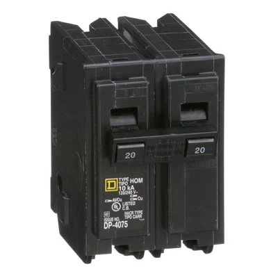 Homeline 20 Amp Double Pole Circuit Breaker for Residential Electrical Panels