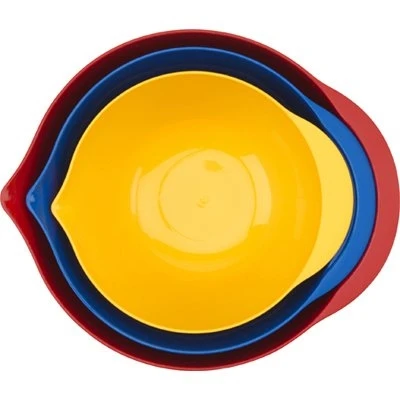 Three Piece Plastic Mixing Bowl Set with Lids, Various Sizes