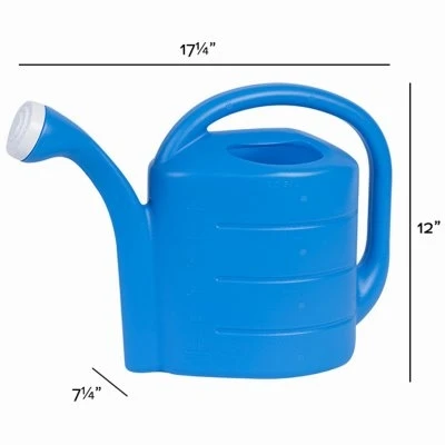 Deluxe Bright Blue Watering Can with 2 Gallon Capacity