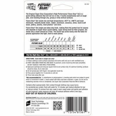Super Glue Future Glue Gel, 1 Gram Single Use Tubes, 6-Pk.