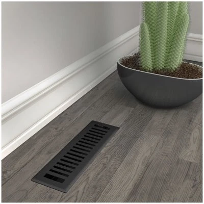 Signature Series Floor Register, Black Iron Montezuma, Steel, 2-1/4 x 12 In.