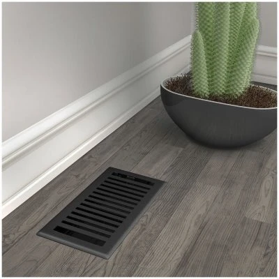 Signature Series Floor Register, Black Iron Montezuma, Steel, 4 x 10 In.
