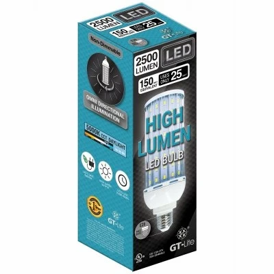 LED High Lumen Light Bulb, E26 Base, 25 Watt, 2500 Lumens Brightness