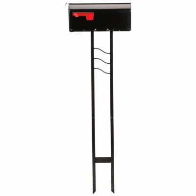 Mailbox-To-Go All-in-One Black Steel Mailbox and Post Combo