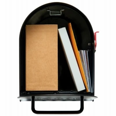 Ironside Large Post-Mount Mailbox Black Steel Durable Weather-Resistant