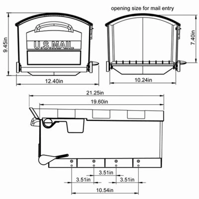 Patriot Black Plastic Large Post Mount Mailbox - Model Gmb515bam