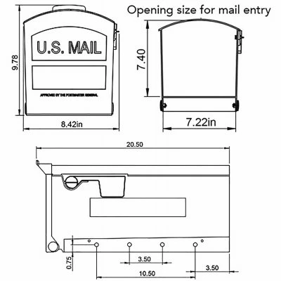 Patriot Medium Size Post-Mount Mailbox in Black Durable Plastic