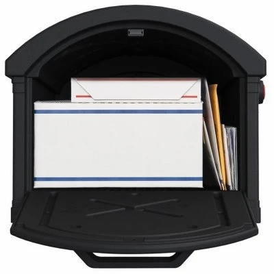 Grand Haven Extra Large Mailbox and Post Cover Combo, Black Plastic