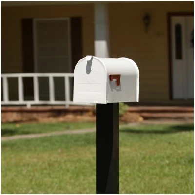 Elite Medium White Steel Post-Mount Mailbox