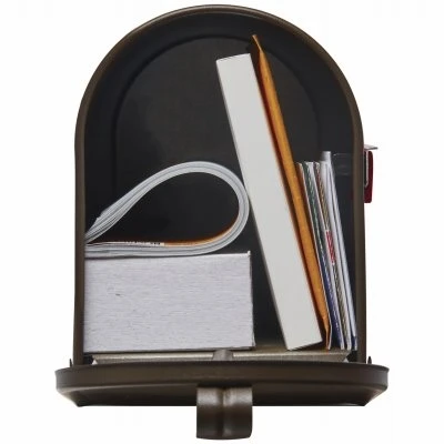 Elite Medium Post-Mount Mailbox in Textured Bronze Steel Finish