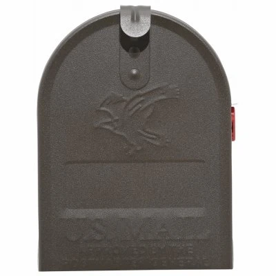 Elite Medium Post-Mount Mailbox in Textured Bronze Steel Finish