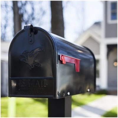 Elite Large Post-Mount Mailbox in Black Steel Construction