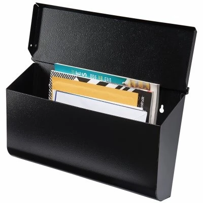 Woodlands Extra Large Wall-Mount Mailbox in Black Steel Finish