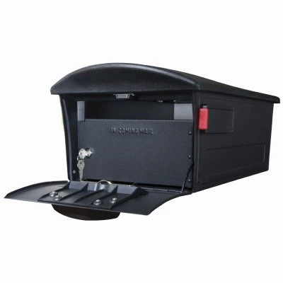 Large Locking Post-Mount Mailbox in Black Durable Plastic