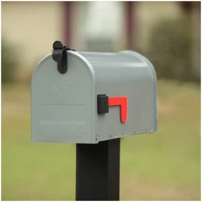 Grayson Medium Post-Mount Mailbox in Silver Gray Steel