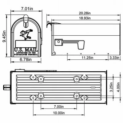 Grayson Medium Post-Mount Mailbox in Silver Gray Steel