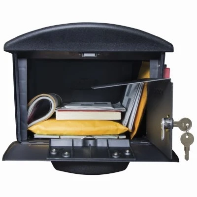 Large Locking Post-Mount Mailbox in Black Durable Plastic