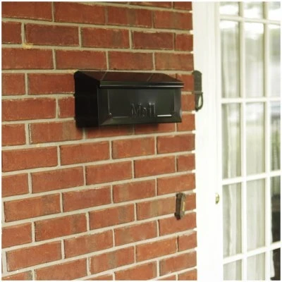 Gibraltar Townhouse Horizontal Wall Mount Mailbox, Black Galvanized Steel, Model Thhb00am