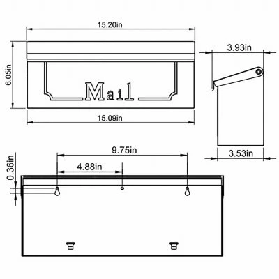 Gibraltar Townhouse Horizontal Wall Mount Mailbox, Black Galvanized Steel, Model Thhb00am