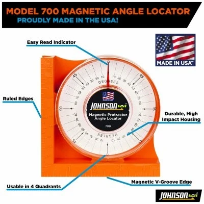 Magnetic Angle Locator Protractor, 4-3/4 In. W X 4-3/4 In. H