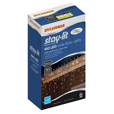 Staylit Led Christmas Icicle Lights Set, Warm White, 100 Lights, 5.67' Length