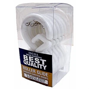 Roller Glide Shower Curtain Hooks, 12-Pack Frosty